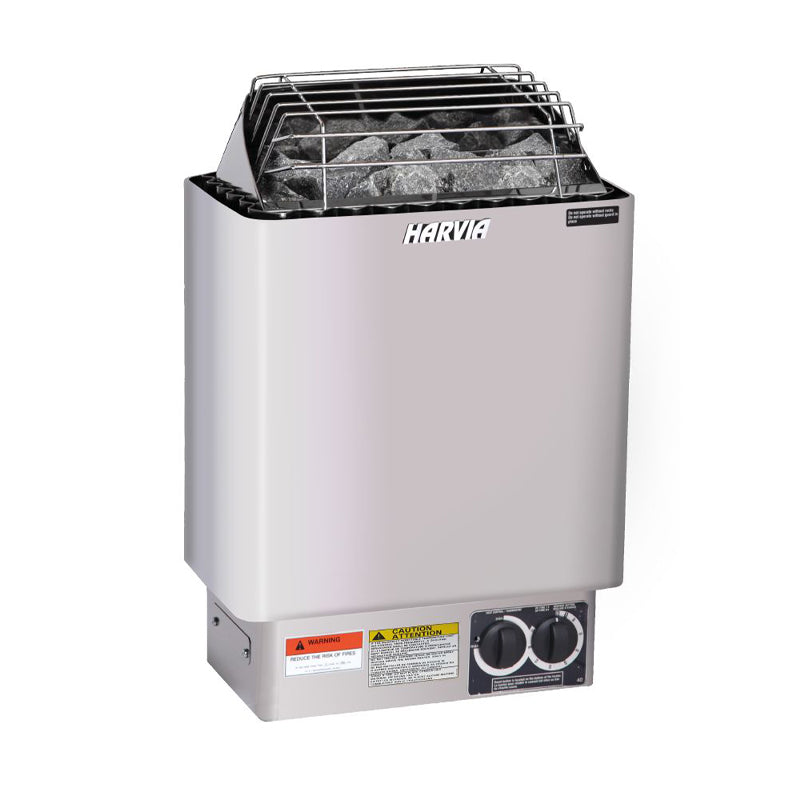 A Harvia KIP electric sauna heater on a white background.