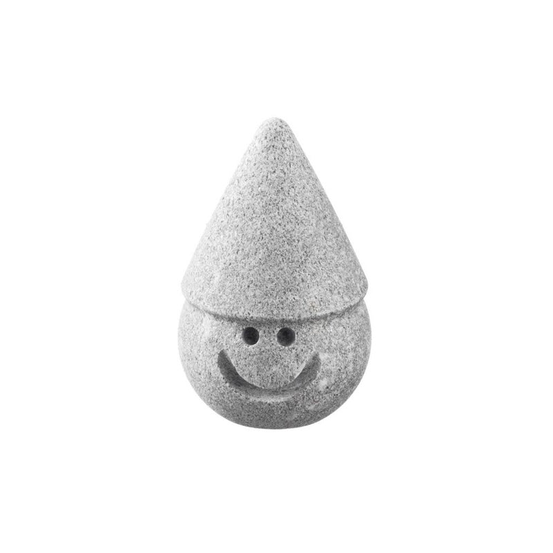 A smiling, soapstone, elf figurine to be placed on sauna rocks.