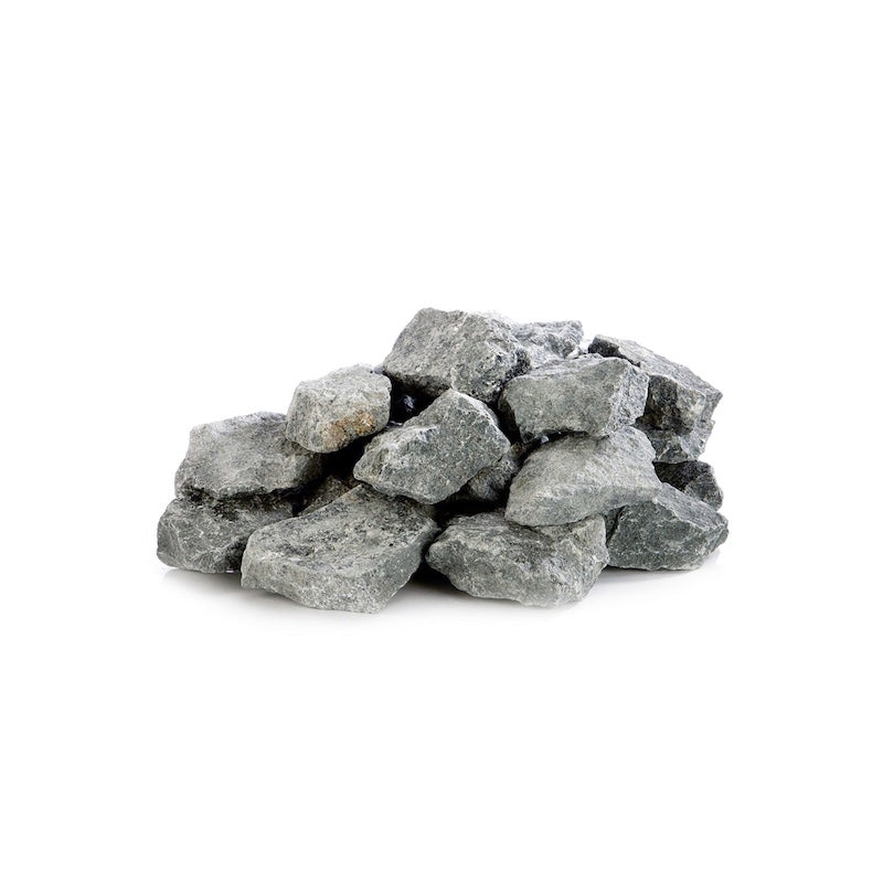 A pile of granite sauna rocks or stones.