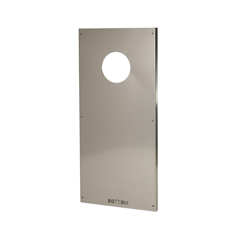 A stainless steel panel used to protect sauna walls from wood-burning sauna stove heat.