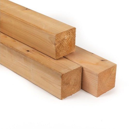 Three cedar 4x4 posts used for sauna construction.