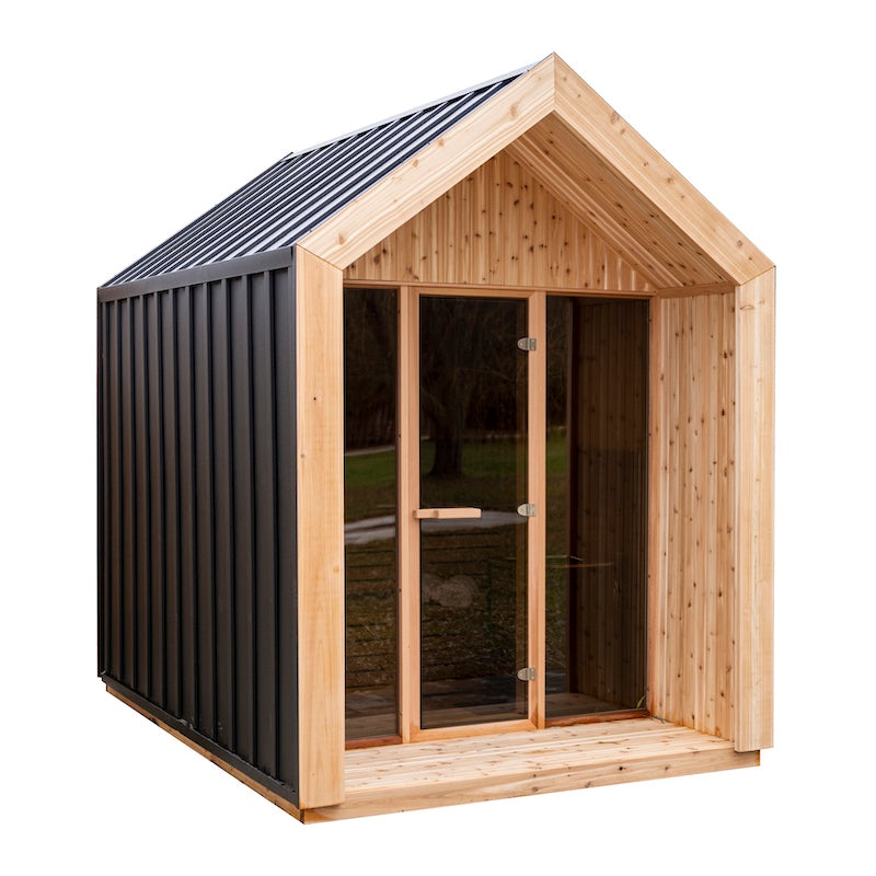 The Pure Cube Hudson Sauna from Henki on a white background.