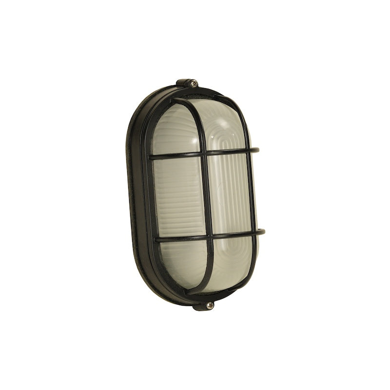 A black sconce light used in saunas. 
