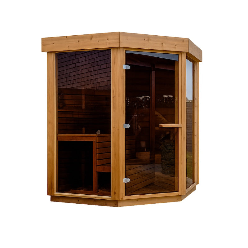 The Pure Cube Trinity Sauna from Henki on a white background.