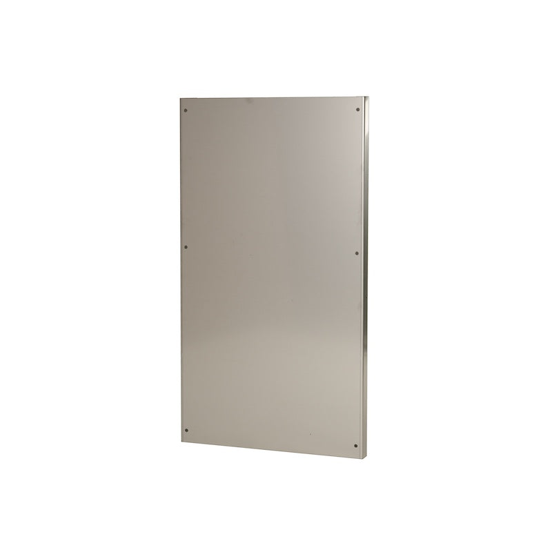 A stainless steel panel used to protect sauna walls from wood-burning and electrical sauna heater heat. 